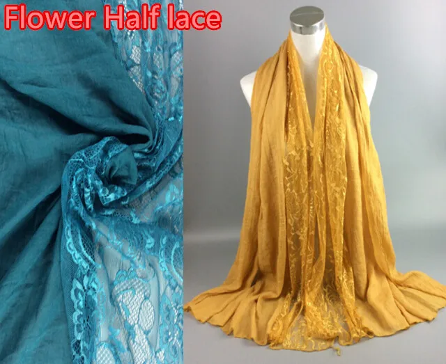 H3 цветок половина кружева хиджаб, кружевные шали, шарф, можно выбрать цвета