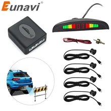 Eunavi 1 компл.. Авто парктросветодио дный Ник светодиодный датчик парковки Комплект дисплей 4 датчика s для всех автомобилей обратная помощь резервный Радар монитор системы