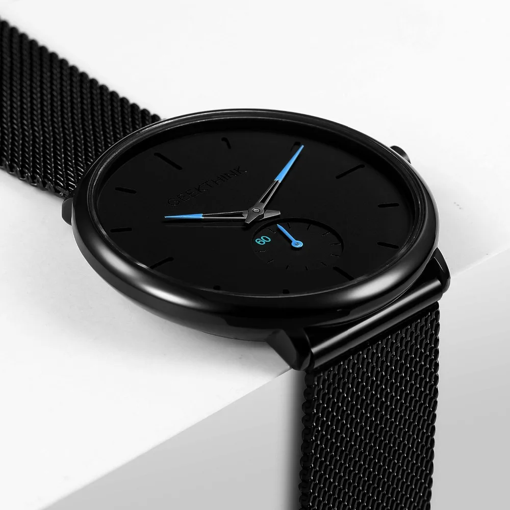 Ультра тонкие креативные черные кварцевые часы из нержавеющей стали Мужские Простые Модные деловые японские часы мужские Relogios Новые