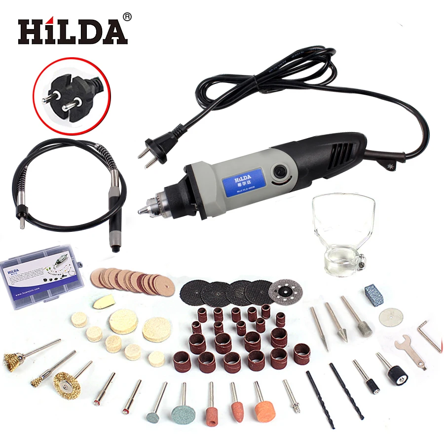 HILDA 400W 220V Mini Electric Drill With Flexible Axle And 94 Pcs Accessories For Dremel Rotary Tools With 6 Position Variable|electric drill|mini electric drillmini electric - AliExpress