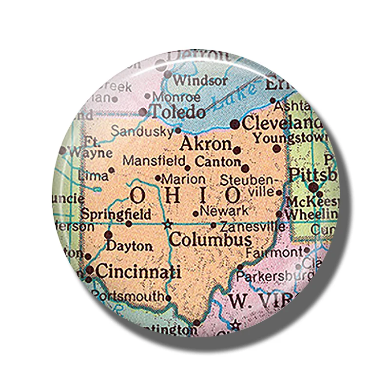 Ohio Mapa 30 Mm Geladeira Ima Akron Cincinnati Columbus Mapa Cupula De Vidro Geladeira Magnetica Adesivos Nota Titular Decoracao Para Casa Aliexpress