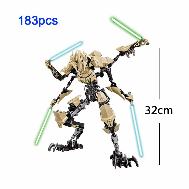 Звездные войны Дарт Вейдер Кайло Рен Рей Финн Джанго Фетт K-2SO скариф Штурмовик общий гривус строительный блок сборная фигурка игрушка - Цвет: General Grievous
