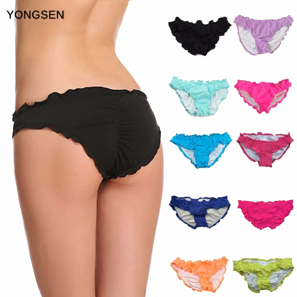

YONGSEN 2017 Sexy Swimsuit Bikini Bottoms Retro Women Wave Bow Bathing Swimwear Fold Style Brazilian Swimsuit Bikini