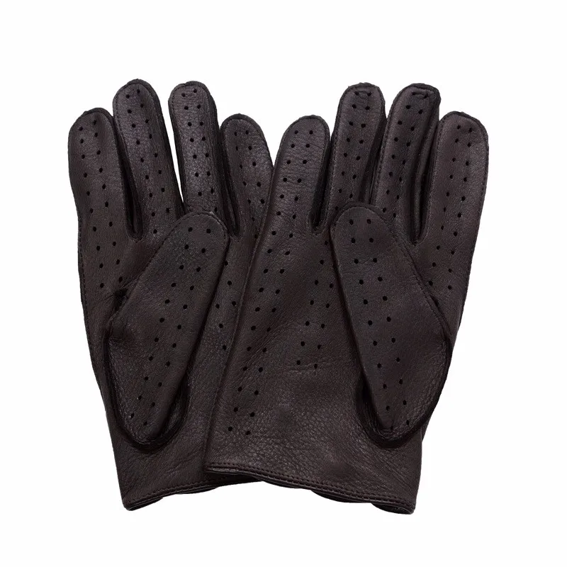 Высококачественные мужские перчатки из оленьей кожи без подкладки для вождения, дышащие перчатки из натуральной кожи, осенние мужские