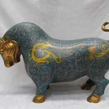 Bi001464 Китай Regius Royal Бронзовый перегородчатые Дракон Феникс бык бык-Животное статуя