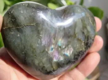 

Natural Labradorite Quartz Crystal Heart Healing