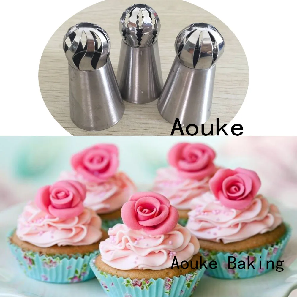 Embouts Crème Cupcake Set 4 Douilles à Poche Rose Pétale - Acier Inoxydable 304 Pour Décoration Gâteaux Cupcakes - WJLYDM Accessoires Pâtisserie Inox