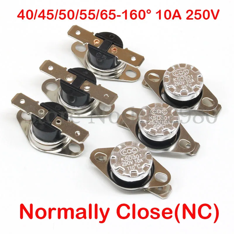 

1PCS KSD301 Normally Closed NC Thermostat Thermal Switch 250V 10A 85 90 100 105 110 120 130 140 180 Degree