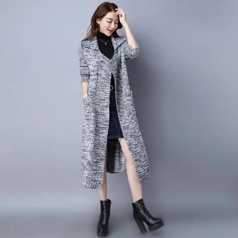 Best Price 2019 Autumn Winter Women Blend Thick Knit Long Cardigan Sweater Coat Female Casual Loose Tricot Open Stitch Casaco Mujer K103