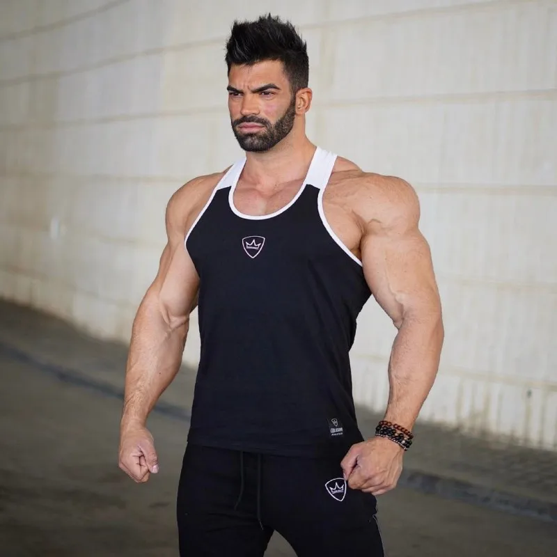 

New cotton 100% Mens Running Shirts Compression Tights Gym Tank Top Fitness Sleeveless T-shirts Sport SHM Best Running Vest