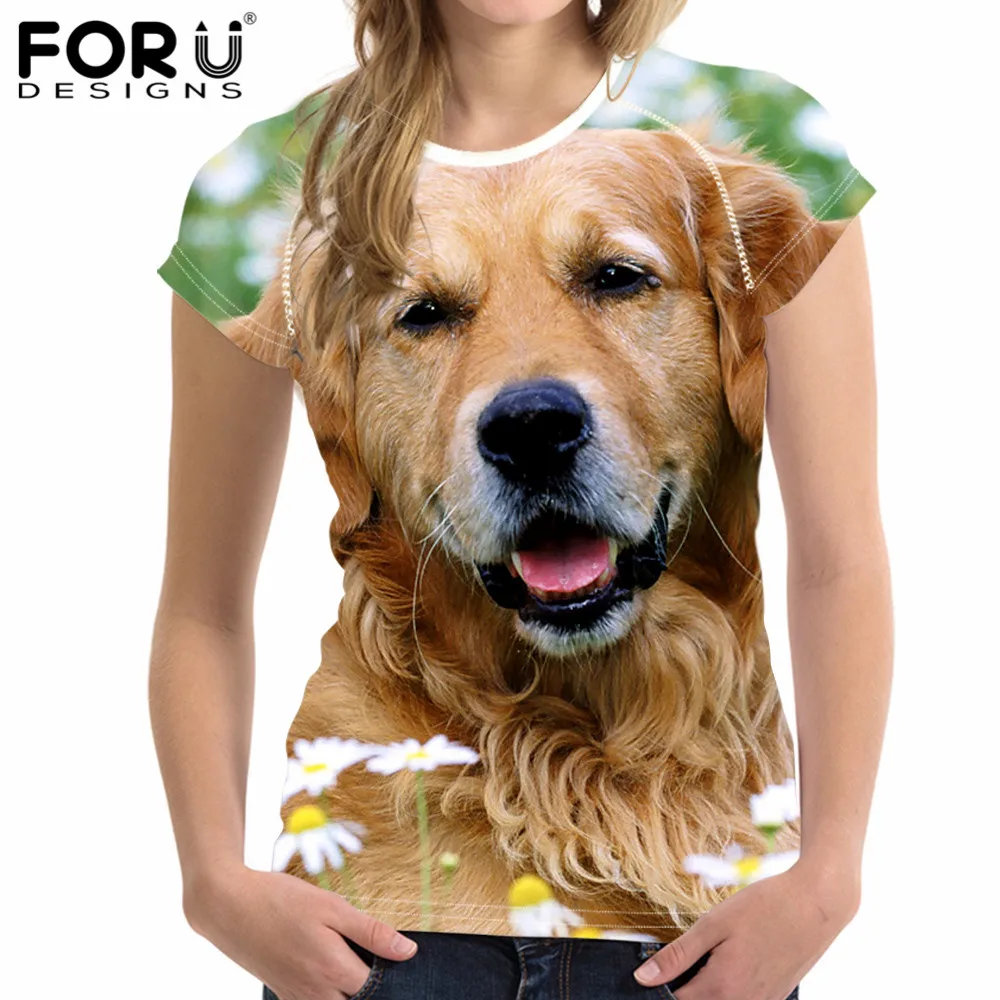 FORUDESIGNS Animal Labrador Printing Summer Short Sleeve T Shirt Casual