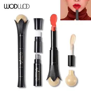 

WODWOD 4 Color In 1 Magic Lipstick Matte Makeup Moisturizer Waterproof 3 Color Nude Lip Stick and Lip Gloss