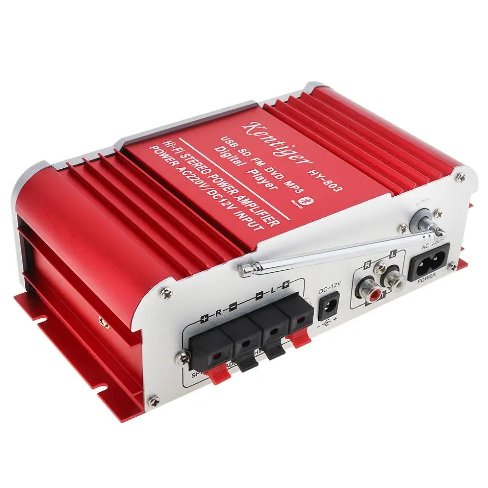 DC12V/AC220V/AC110V 2CH Bluetooth-compatible HI-FI Car Audio Amplifier FM Radio Player Support SD USB DVD for Car Home