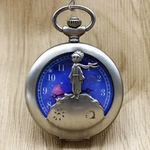 Antique Steampunk Vintage Little Prince Quartz Pocket Watch Necklace Pendant Clock Chain Men’s Women #102107