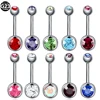 1PC G23 Titanium Double Crystal Gem Navel Rings Piercing Bohemia Ombligo Belly Button Rings For Sexy Women's Jewelry 14g ► Photo 1/6