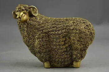 

Metal Crafts Handwork Copper Carve Ten Thousand Blessing Sheep Rare Auspicious Statue fast shipping