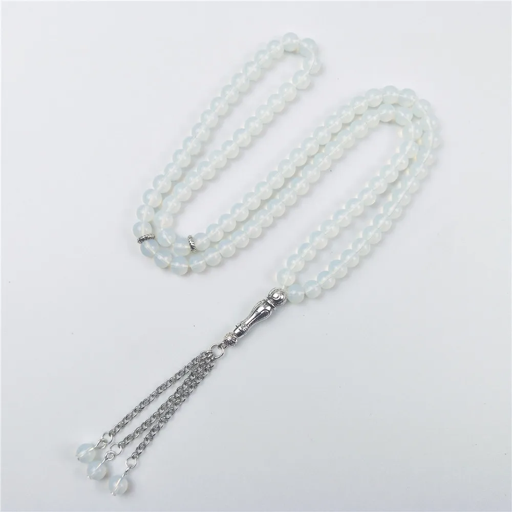 

Muslim Tasbih Prayer Beads Islam Tesbih 99 crystal opal Stone Beaded Silver Charm Bracelets Men Jewelry