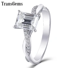 Emerald Cut Moissanite Gold Engagement Ring 1.8ct 6X8MM Emerald Cut FG Color Moissanite Diamond 14k White Gold Wedding Ring