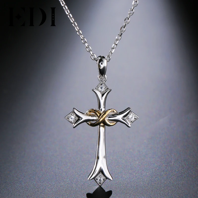 EDI настоящий крест натуральный 0.04ct круглый белый топаз драгоценный камень 925