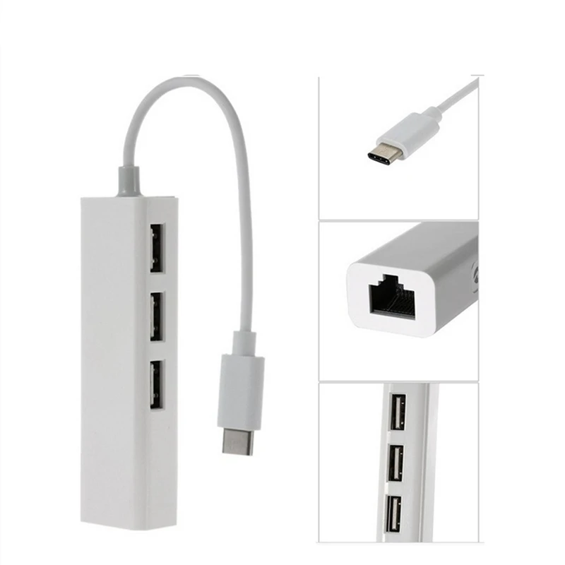 Trumsoon USB C Type C to Ethernet Adapter USB2.0 Hub 3 Ports RJ45 Network Card Lan Adapter for Macbook Chromebook Trumsoon USB C Type C to Ethernet Adapter USB2.0 Hub 3 Ports RJ45 Network Card Lan Adapter for Macbook Chromebook