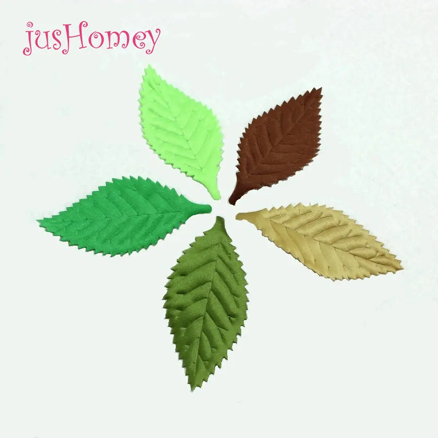 

Set of 200pcs 68mm*32mm Satin Leaves Christmas Green Leaf Shape Felt Appliques for DIY Sewing Supplies Craft Accessories