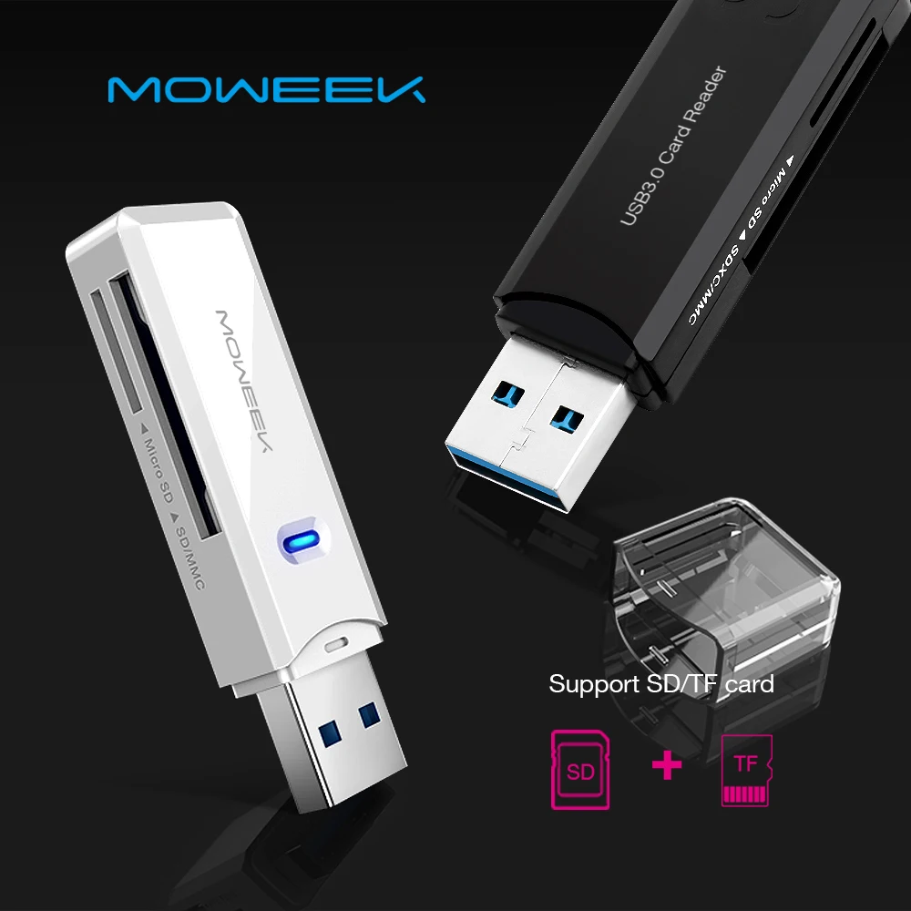 

Moweek multi Card Reader high quality USB 3.0 2 in 1 memory Card Read Adapter for SD/TF micro SD pc computer laptop accessories