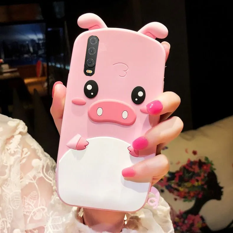 

3d pig silicon case for xiaomi redmi note 7 5 pro 5A plus mi 9 8 se lite A2 A1 case cover cute 3d cartoon soft Anti-knock phone