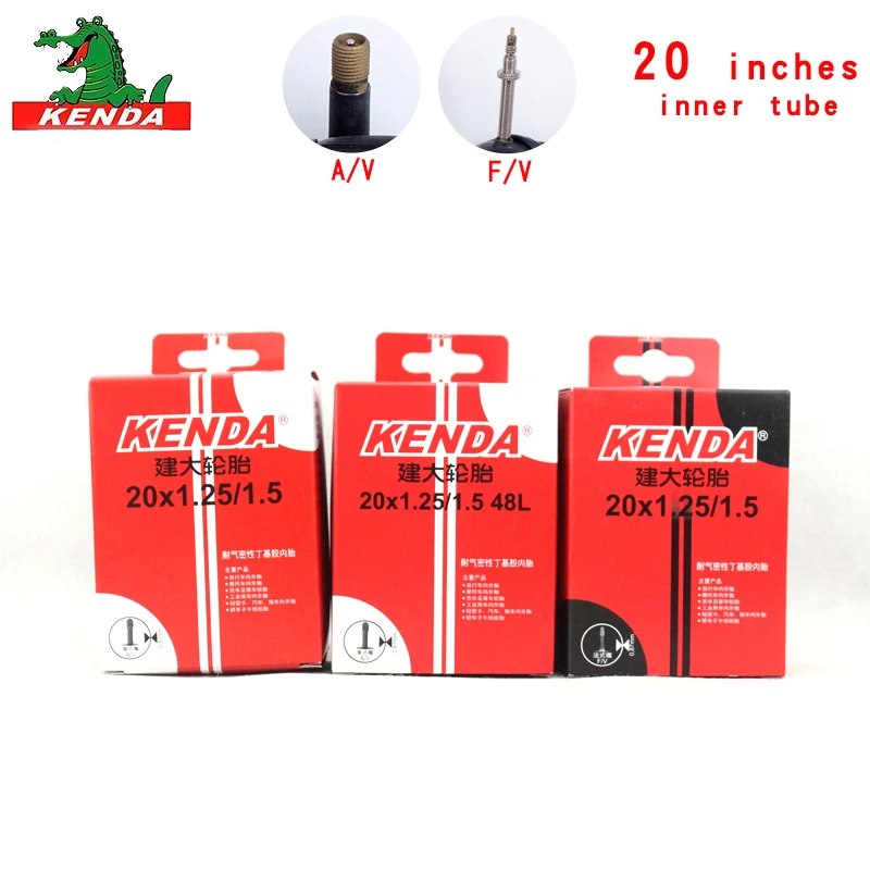 Kenda-Foldable Bicycle Inner Tube, MTB Parts, BMX Cycling Tires, 20 in, 20 in, 1.0, 1.5, 1.75, 2.125 A, V, F, V