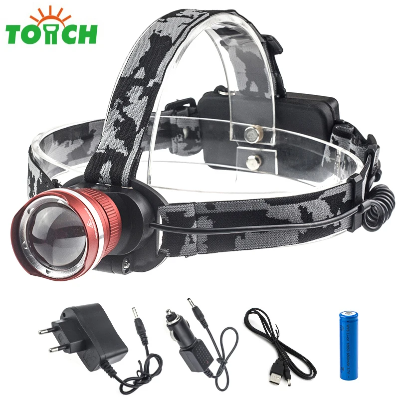 

Rechargeable 18650 Led Headlamp Cree T6 Waterproof Strap Head Flashlight Usb Charge Portable Helmet Light for Camping Cycling