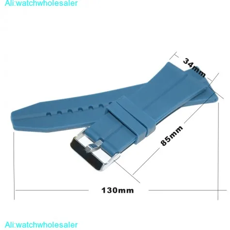 34mm Trendy Blue Silicone Jelly Rubber Unisex Watch Band Straps WB1045C34JB