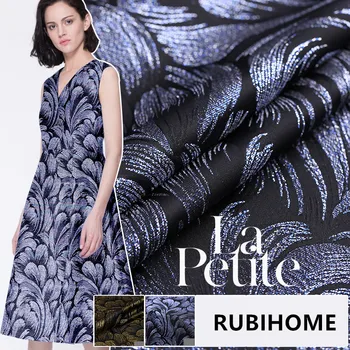 

RUBIHOME (100x160cm/Piece) European Style Brocade Sateen Feather Jacquard Fabric from French for DIY Sewing Dress Materail