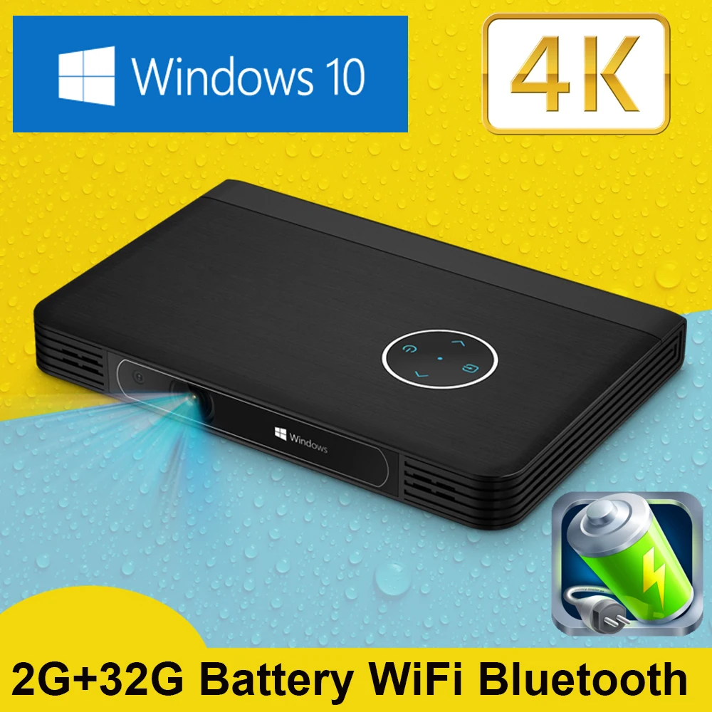 Mini Projector Wifi Smart DLP Projector Windows 10 system 4K Full HD