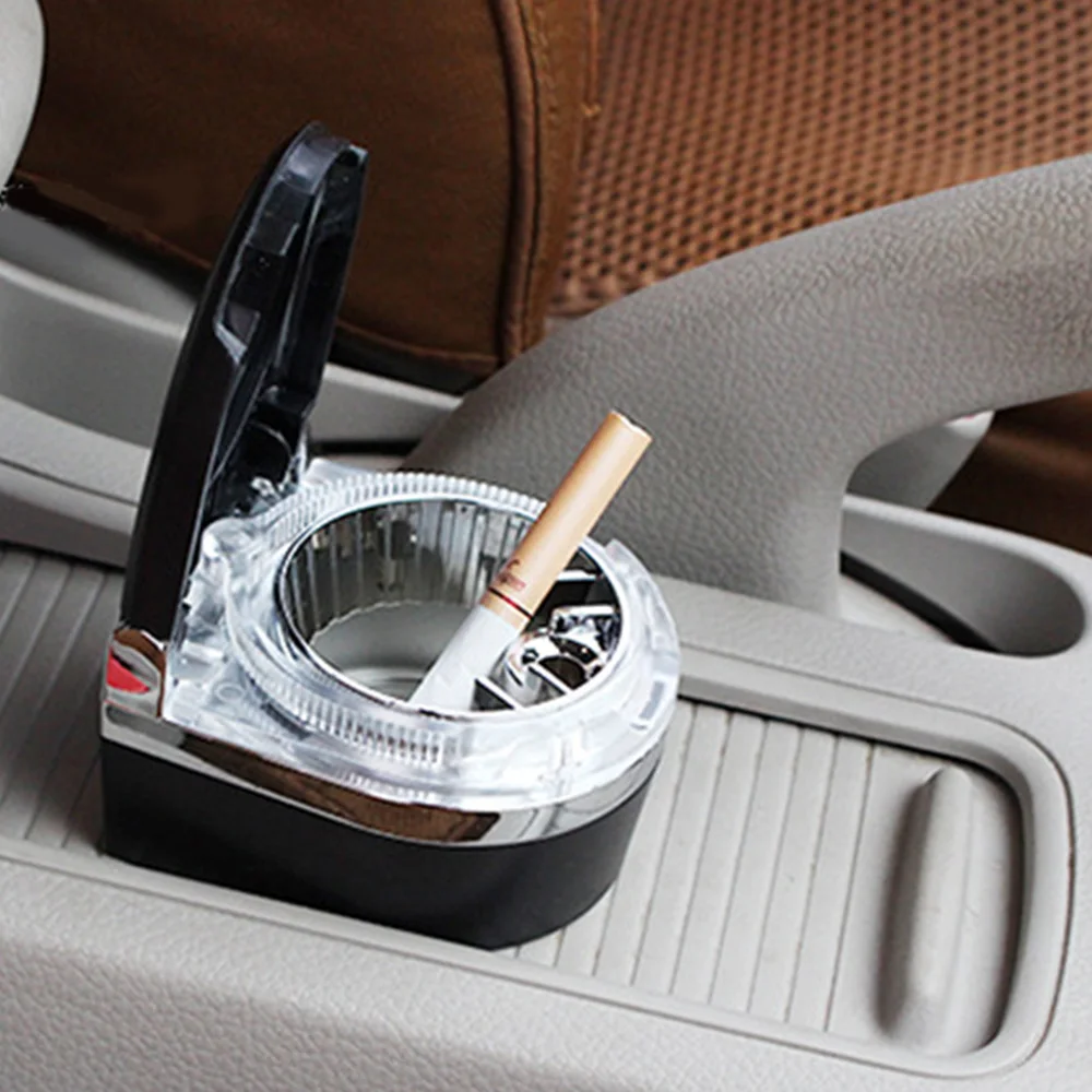 

Car Ashtray with LED Light RGB Ambient Light Cigarette Cigar Ash Tray Container Trash can Portable Ashtray Auto Accessories