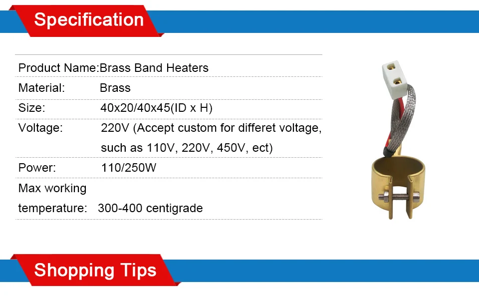 LJXH латунный ленточный нагреватель для литьевой машины 40x20/40x45 мм 110 Вт/250 Вт