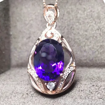 

Amethyst necklace pendant Free shipping Natural real amethyst 925 sterling silver 6.5ct gemstone Fine jewelry #F18100802