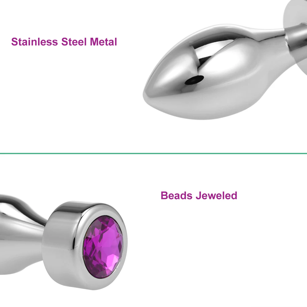 Metal Anal Plug Prostate Massage Stainless Steel Butt Plug Beads Jeweled Anus Plug Archos Insert Peep SM Erotic Sex Toys 3 Sizes