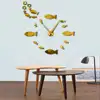 Fish With Bubble DIY Giant Wall Clock Mirror Effect Wall Art Home Decor Aquarium Decoration Frameless Big Needle Clock Watch 3