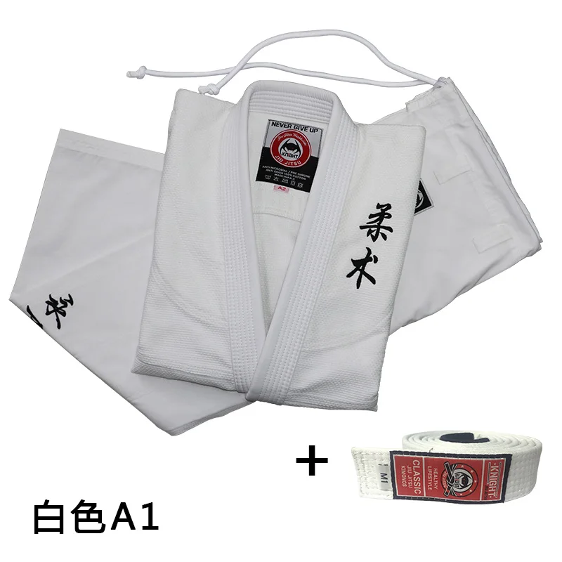 Рыцарская бразильская одежда для джиу-джитсу, женский тренировочный костюм для мужчин Ibjjf, Стандартный, для взрослых, для соревнований джиу-джитсу, GI, хлопок, на заказ - Цвет: White A1