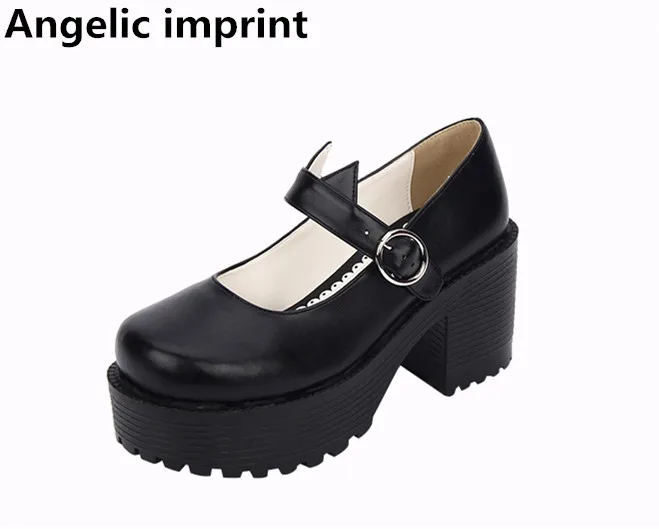 

Angelic imprint woman mori girl lolita cosplay shoes lady high wedges heels pumps women princess dress shoes cat ears 35-40 8cm