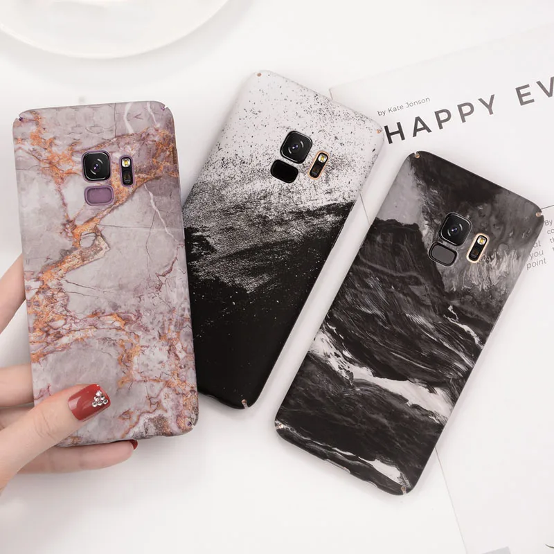 

JASTER Marble Phone Case For Samsung Galaxy S10 S10E S9 S8 Plus S7 Edge Note 8 Note 9 Matte Hard PC Full Cover Stone Image Cases