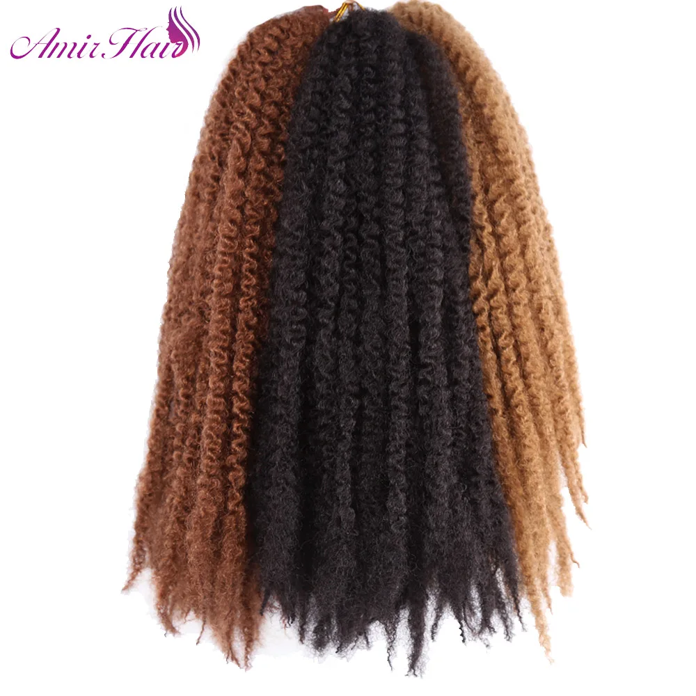 Амир волос 9 пакеты 18 дюймов Синтетические Marley косы с эффектом омбре цвета: красный и коричневый и черный крючком плетения волос