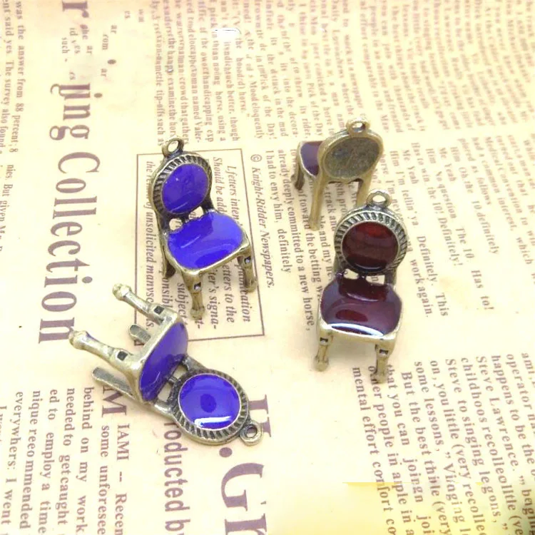 High Quality 20 Pieces/Lot Antique Bronze Plated Enamel Vintage Chair Charms High Quality 20 Pieces/Lot Antique Bronze Plated Enamel Vintage Chair Charms