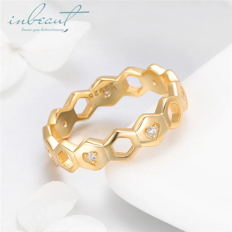

S925 Sterling Silver Honeycomb Ring Female 925 Original Design 18K Gold Bee Net Figure Rings for Women Real Fine Jewelry