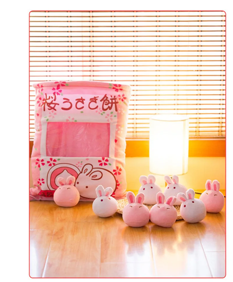 8pcs Big Bag Chicken Sakura Bunny Rabbits Bag Pudding Plush Simulation Snack Throw Pillow Toys Cartoon Dolls (6)