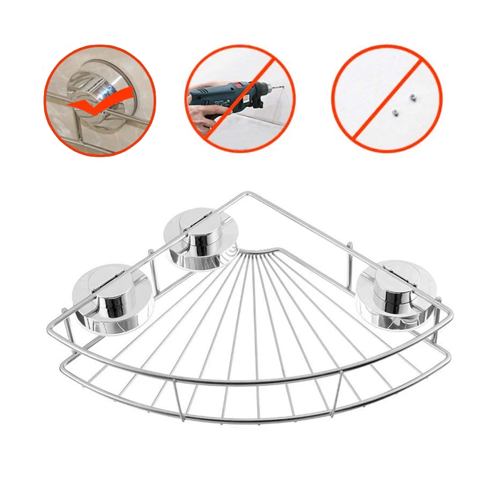 Полка на присоске для ванной комнаты, органайзер для хранения, кухонный стеллаж с бесследным прозрачным клеем, без бурения, нержавеющая сталь
