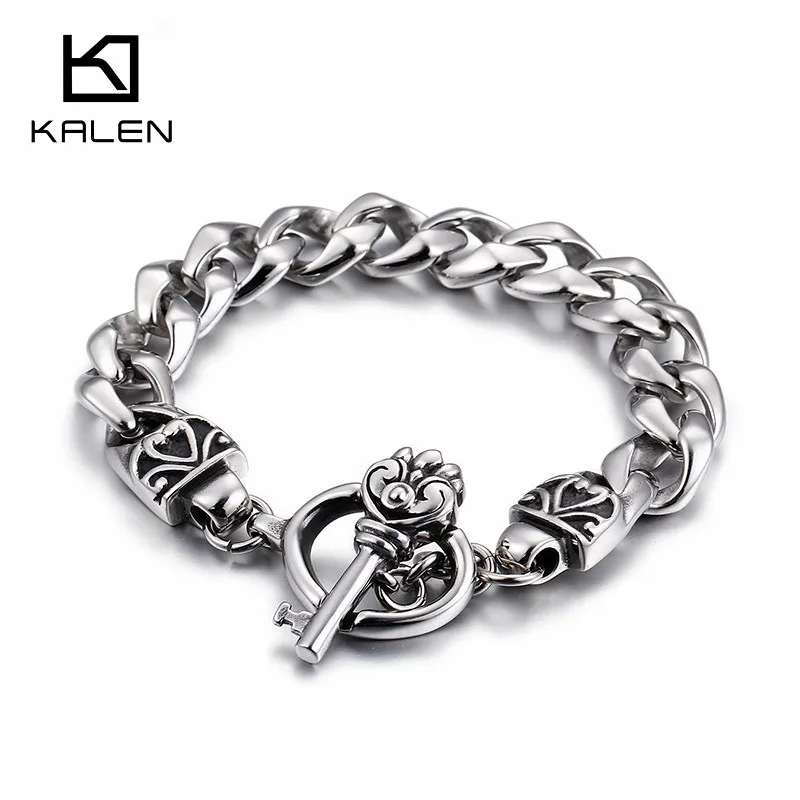 

Kalen Rock 21cm Stainless Steel Scepter Charm Bracelets For Men High Quality Tribe Link Chain Bracelet Bangle Halloween Jewelry