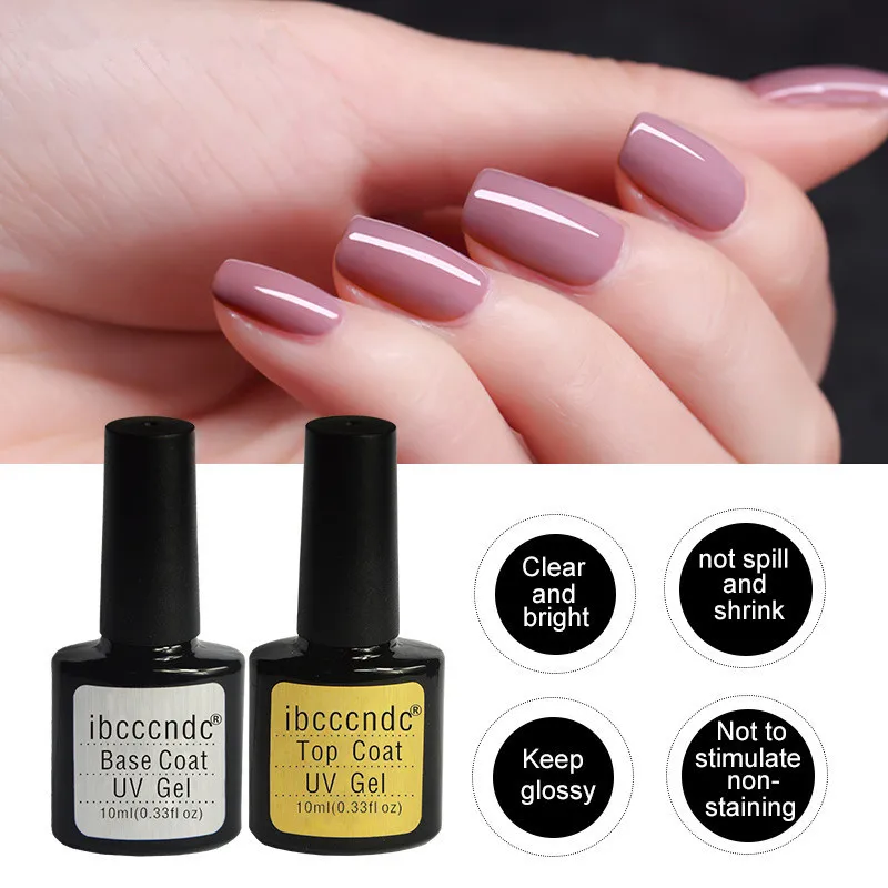 

ibcccndc Brand 10ml Quick Dry LED Soak Off Top Base Transparent UV Nails Gel Polish Clearly Nail Gel Decoration Product