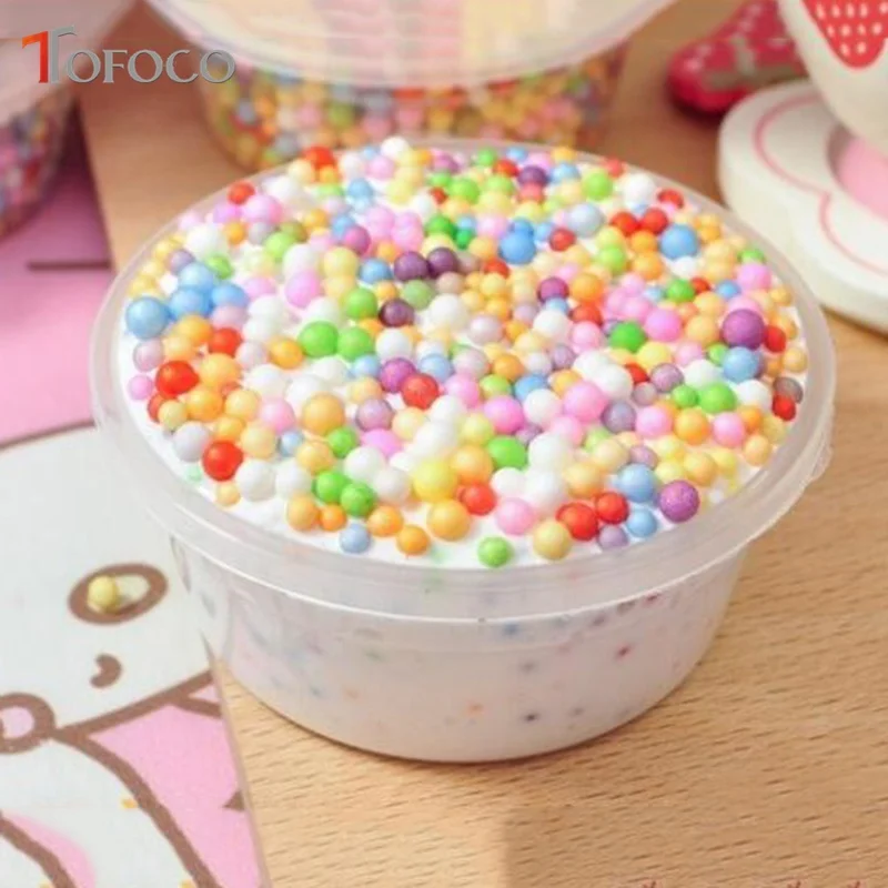 TOFOCO 1 Pack DIY Snow Mud Particles Accessories Slime Balls Small Tiny Foam Beads For Floam Filler For DIY Supplies 2-4mm