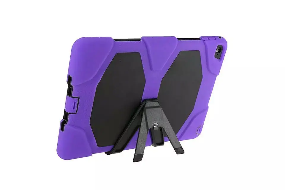 For Apple iPad Air 2 / iPad 6 Shockproof Armor Hybrid Defender Kickstand Case Cover W/ Bulit-in Front Protective Film