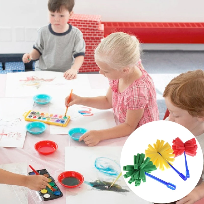 Sponge Stippler Dabber Paint Brushes Firework For Kids Creative Painting